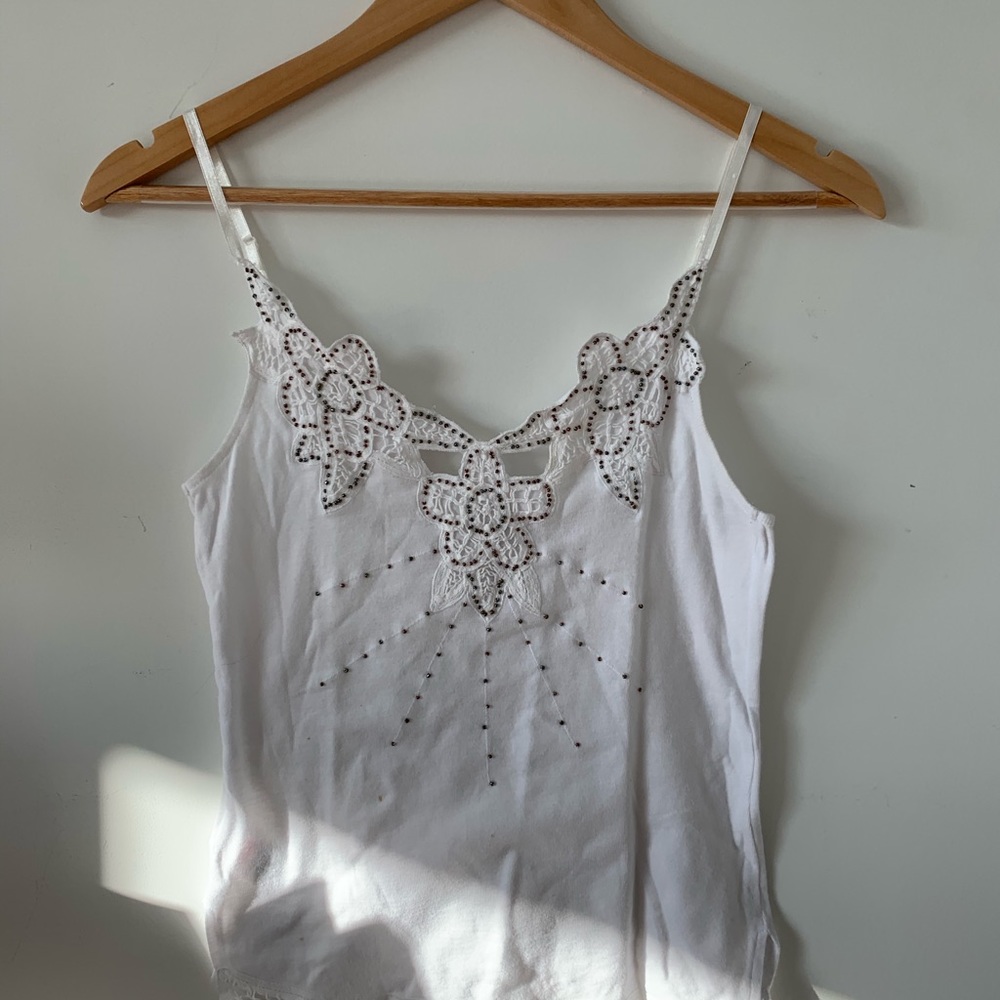 White lace floral cutout vintage cami